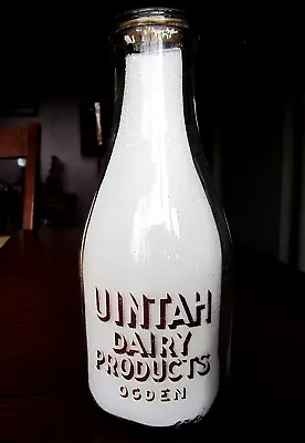 TRPQ 1940's UINTAH Ogden UTAH Quart UT. Dairy Milk Bottle MORMONS • $12.50