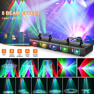 £129.99 • Buy RGBYC LED DMX 5lens Beam Laser Light Scanner Projector DJ Disco Party Stage Lamp