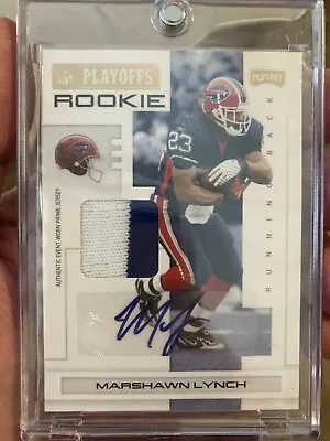 2007 DONRUSS Playoffs MARSHAWN LYNCH ROOKIE 2 Color RPA. AUTOGRAPH RC! #/10 AUTO • $225