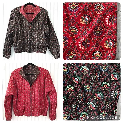 Vintage 90’s Vera Bradley Jacket Reversible Colette Black / Red Medium EUC!! • $40.98