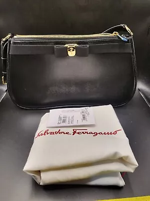 Salvatore Ferragamo VARA NERO BLACK Leather Shoulder Bag RETAIL $2150 • $500