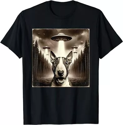 Funny Bull Terrier Selfie With UFOs Alien Men Women Dog Love T-Shirt Unisex Tee • $19.99