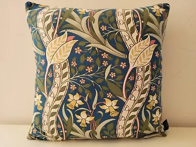 Liberty Vintage Trent Rare Blue Cotton & Green Velvet Fabric Cushion Cover • £29.50