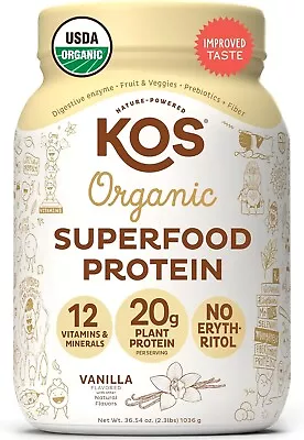 KOS Organic Plant Based Vanilla Protein Powder - 36.54 Oz-30 Servings-(exp 2026) • $42.95