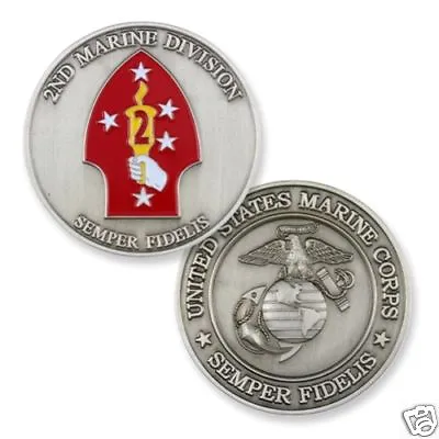 Marine Corps 2nd Division Antique Silver Challenge Coin • $36.99