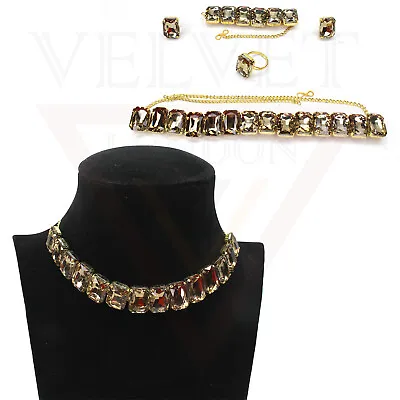 £7.99 • Buy Stylish Crystal Bracelet Earrings Necklace Choker Ring Jewellery Set For Women