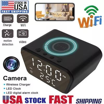 1080P HD WIFI Camera Mobile Phone Charger Clock Home Security Cam Video Recorder • $68.93