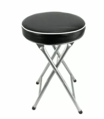 £17.99 • Buy Foldable Round Stool Black Seat Soft Padded Folding Stool Chair Home Kitchen    