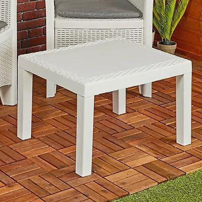 Woven Look Plastic Garden Coffee Snack Table Outdoor Patio Deck Furniture Unit • £18.25