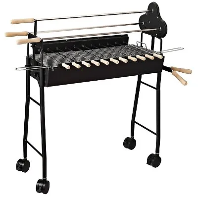 $133.87 • Buy 35  Charcoal BBQ Grill And Smoker Combo Portable Rotisserie With Skewers Wheels 