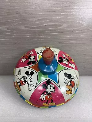 Vintage Straco Walt Disney Mickey Mouse Metal Tin Spinning Toy Top 1978 USA • $15.99