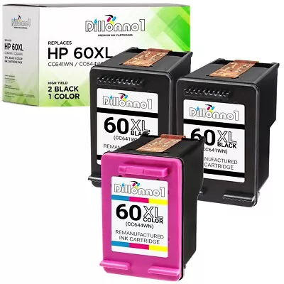 3PK For HP 60XL 2-Black & 1-Color Ink Cartridges CC641WN CC644WN  • $30.95