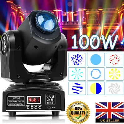 £69.99 • Buy U`king 100W LED Moving Head Light RGBW 8Gobo Beam Spot Stage Lights DJ Disco DMX