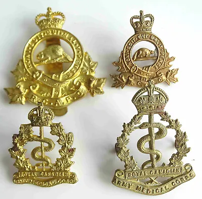 Kc & Qc Royal Canadian Army Pay & Medical Corps Cap / Collar Badges • $10.10