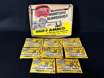 Vintage Wham-O Slingshot Ammo .25 Cal Steel Balls 8 Unopened Packages With Box • $25.49