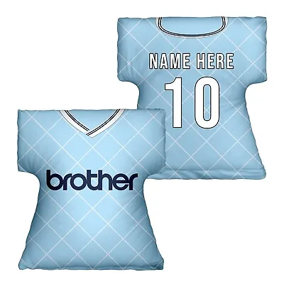 Manchester Blue 1988 Home Shirt Personalised Retro Football Shirt Shaped Cushion • $25.51