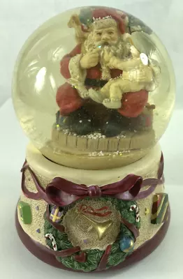 Vintage Santa Claus Musical Snow Globe Christmas Child On Lap • $17.84