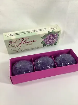 Vintage Floral Guest Soap Set Of 3 Purple Decorative Soap In Box By Sian Italy • $14.99