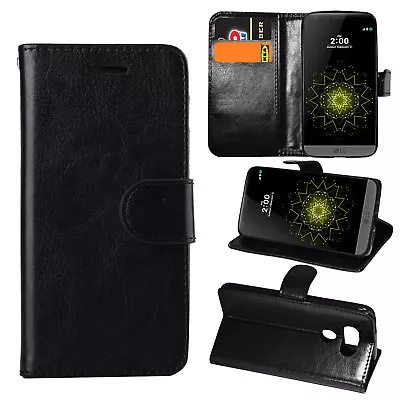 Black Premium Leather Flip Case Stand Pouch Cover For Various Mobile LG Phone • £4.49