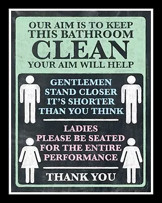 Our Aim Is To Keep The Bathroom Clean Loo Toilet Metal Plaque Tin Wall Sign 147 • £4.99