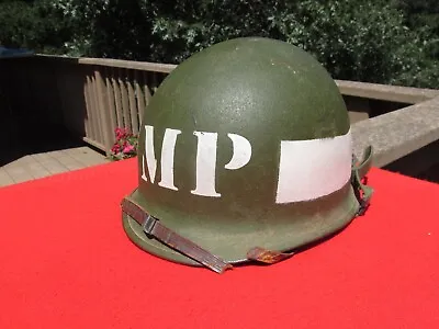 Vintage Rear Seam M-1 Helmet MP  Military Police  Shell And Liner • $225