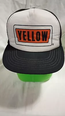 Vintage Yellow Brand Freight Trucking Company Mesh Trucker Snapback Hat Cap Men • $16.12