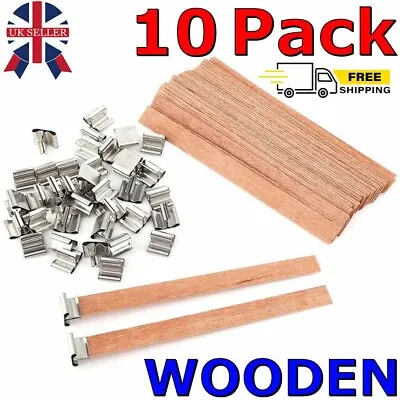 Wooden Wood Candle Wicks Metal Sustainer 130mm - Craft Candle Making - UK SELLER • £4.66