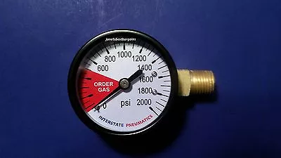 C02 Tank Pressure Gauge 1/4  Brass NPT Right Side Mount 2000 PSI 2  Black Case • $12.45