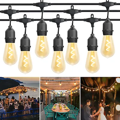 15M Festoon Outdoor String Lights Mains Powered E27 LED Bulbs Garden Fairy Light • £27.59
