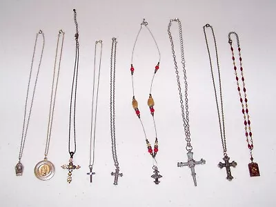 Vintage Religious Catholic Necklace Crucifix Rosary & Metal Junk Drawer Lot • $8