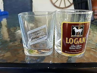 Vintage Johnnie Walker Red Label & White Horse Logan Scotch Whisky Glasses • $26.50
