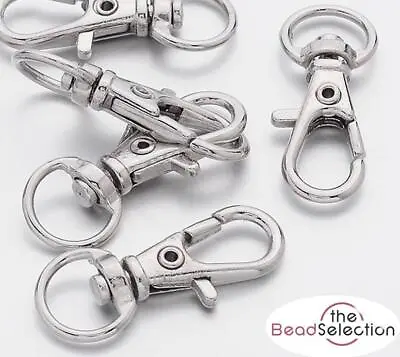 10 LOBSTER TRIGGER SWIVEL CLASPS KEYRING HOOK TOP QUALITY STRONG 32mm AG9 • £3.39