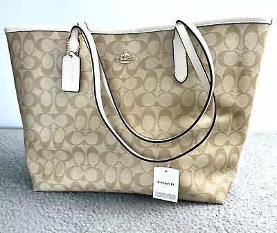 Coach City Tote Signature Canvas Light Khaki/Chalk 5696 Shopper/Purse Laptop • $148.49