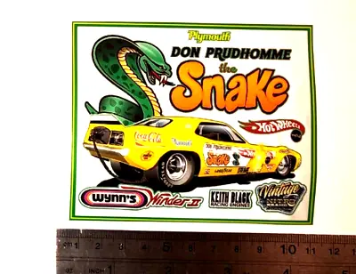 Hot Wheels NHRA Don Prudhomme GREEN Snake I '70 Cuda White Banner Sticker Decal • $6