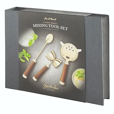 Final Touch 3 Piece Brass Cocktail Mixing Making Tools In Smart Boo Style Box • £44.99