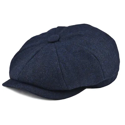 BOTVELA Wool Tweed Newsboy Cap Herringbone Men Gatsby Retro Hat 8 Panel Falt Cap • $14.99