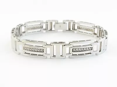 14k Solid White Gold Men's Diamond Bracelet 8  • $3459