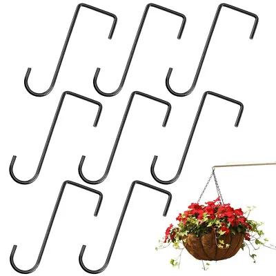 8 Pcs Fence Hanging Pot Basket Planter Hooks Garden Metal Flower Pot Hangers NEW • £7.99