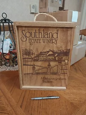 Vintage Wine Crate Wooden Box SOUTHLAND Estate Winery With Sliding Lid  RARE! • $39.95