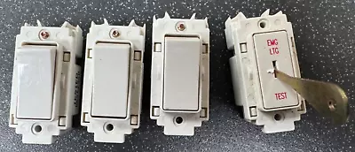 Crabtree Grid Switches DP And SP 2* 20AX And 1* 10 AX And Em Light Test Switch • £4