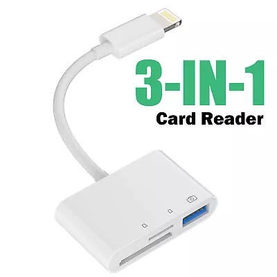 SD Card Reader For IPhone/iPad8-Pin To SD/TF Card Camera Reader Adapter • £8.19