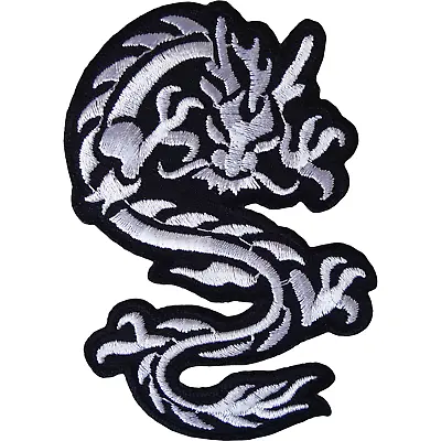 £3.39 • Buy White Chinese Dragon Iron On Patch Sew On Shirt Jacket Embroidered Badge Crafts