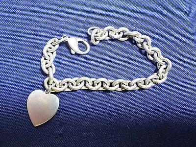 Grandma Grabe's Beautiful Vintage 925 Sterling Silver Heart Tag Bracelet • $0.75