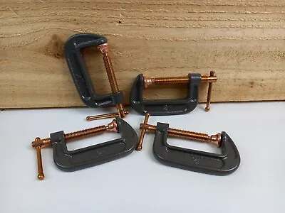 £12.99 • Buy Pack Of 4 Cast Iron 2  50 Mm G Clamps Wood Working Cramps Copper Plated Vc22