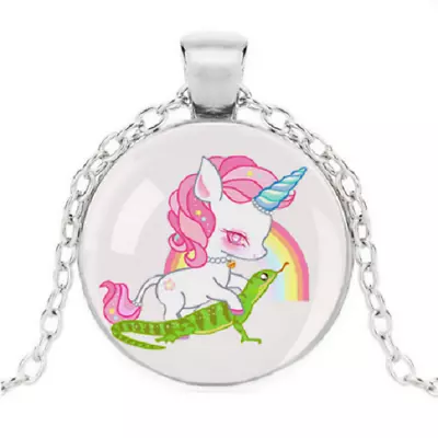 UNICORN RAINBOW LIZARD PRIDE Pendant Sterling 925 Silver Plate 20  Necklace LGBT • $13.99