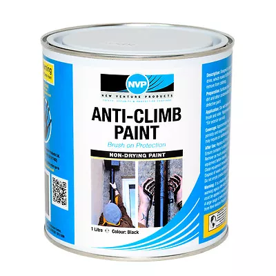 £24.95 • Buy Anti Climb Security Paint (Anti Vandal & Intruder) -1ltr Black