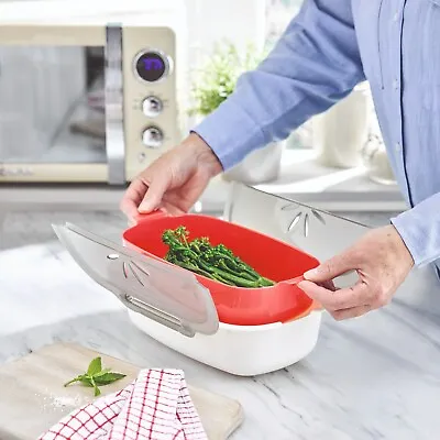 Microwave Steamer Pot Vented Food Container Vegetables & Meat Steaming Cookware • £12.95