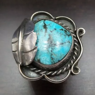 Stylish Vintage US Southwestern Sterling Silver & Turquoise Designer Ring • $89