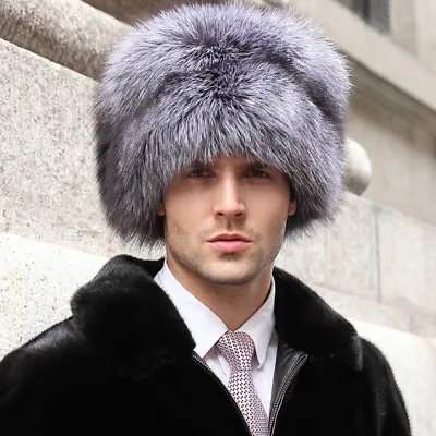 Unisex Real Fox Fur Hat Russian Warm Ushanka Cossack Mongolia Hat Cap Earlaps • $63