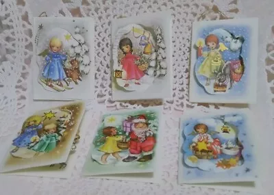 6 Vintage Angel German Christmas Pop-up Gift Tags Deer Santa Children Journaling • $14.95